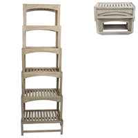 Set of 6 Natural Wood Panelled Stacking Table