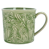 Stoneware Mini Mug 8cm - Green Country Flowers